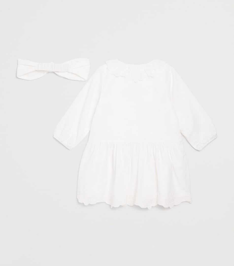 Chloé Kids Cotton Embroidered Dress and Headband Set (1-18 Months)