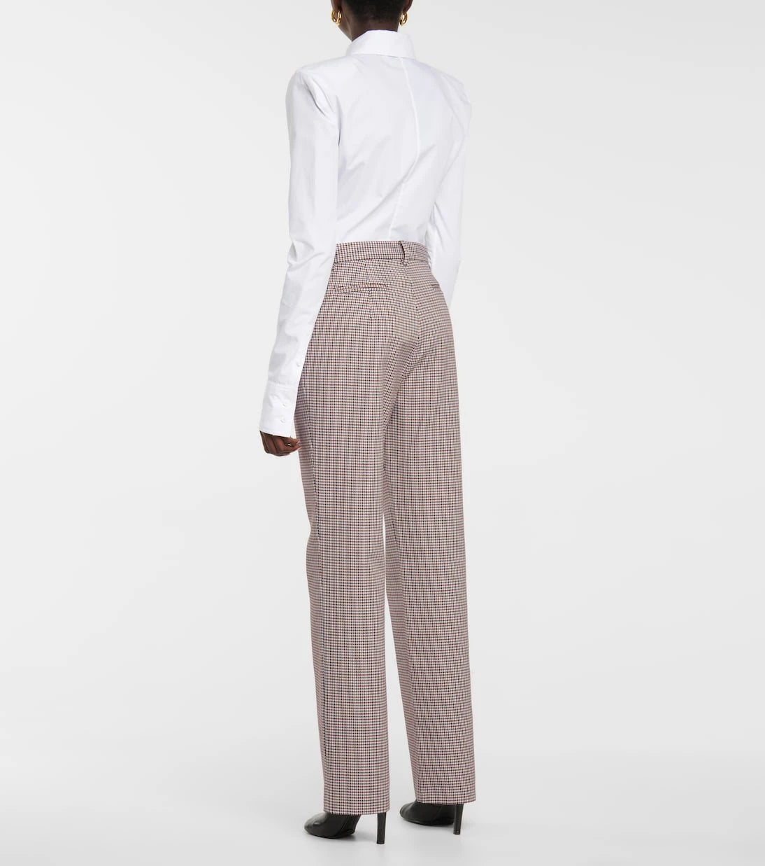 Magda Butrym - بنطال بقصة مستقيمة من الصوف والقطن بنقشة مربعات Houndstooth