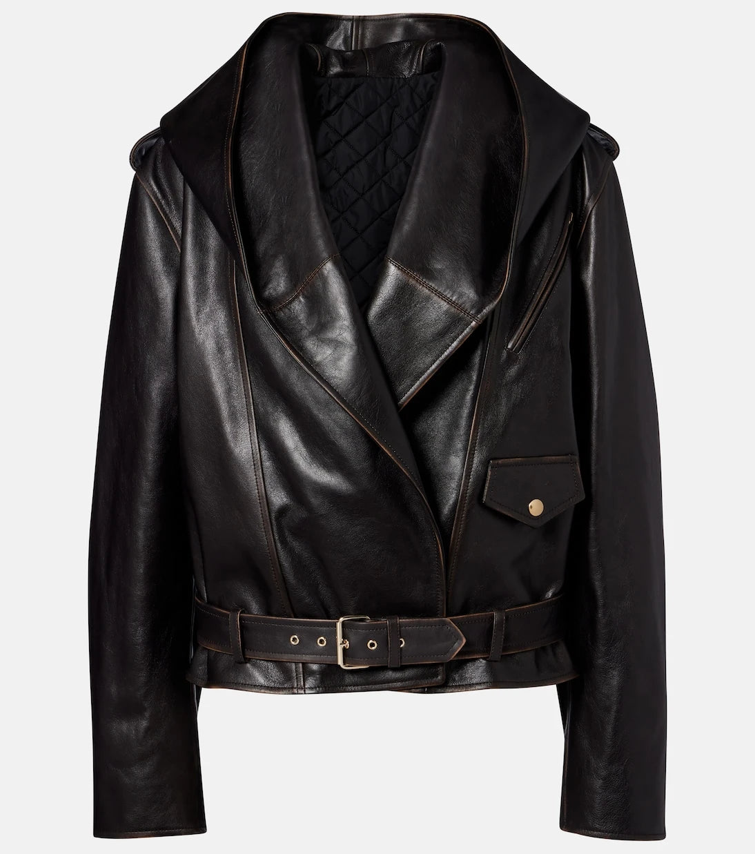 Alaïa - Hooded leather biker jacket