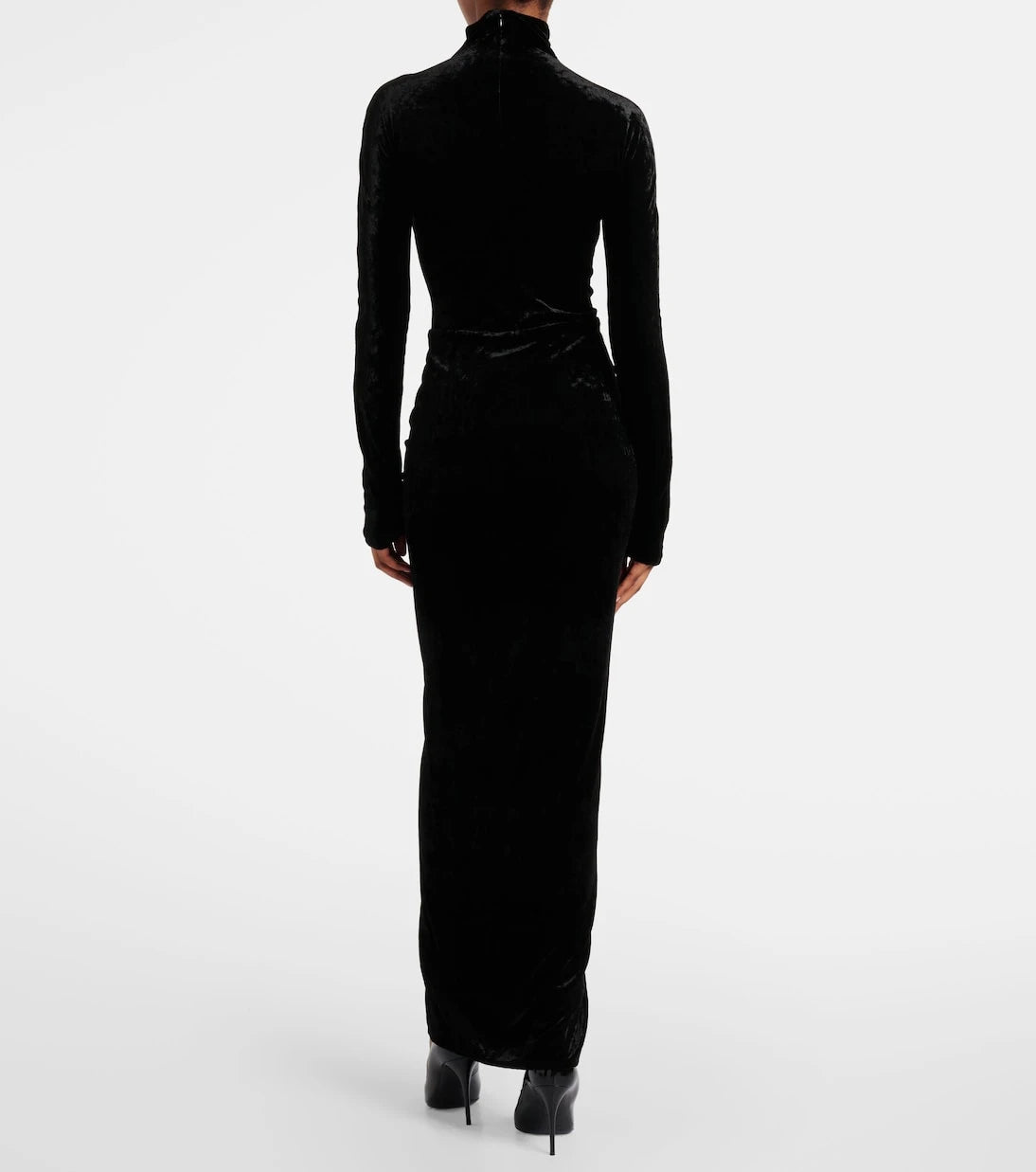 Alaïa - فستان ميدي من المخمل المزموم