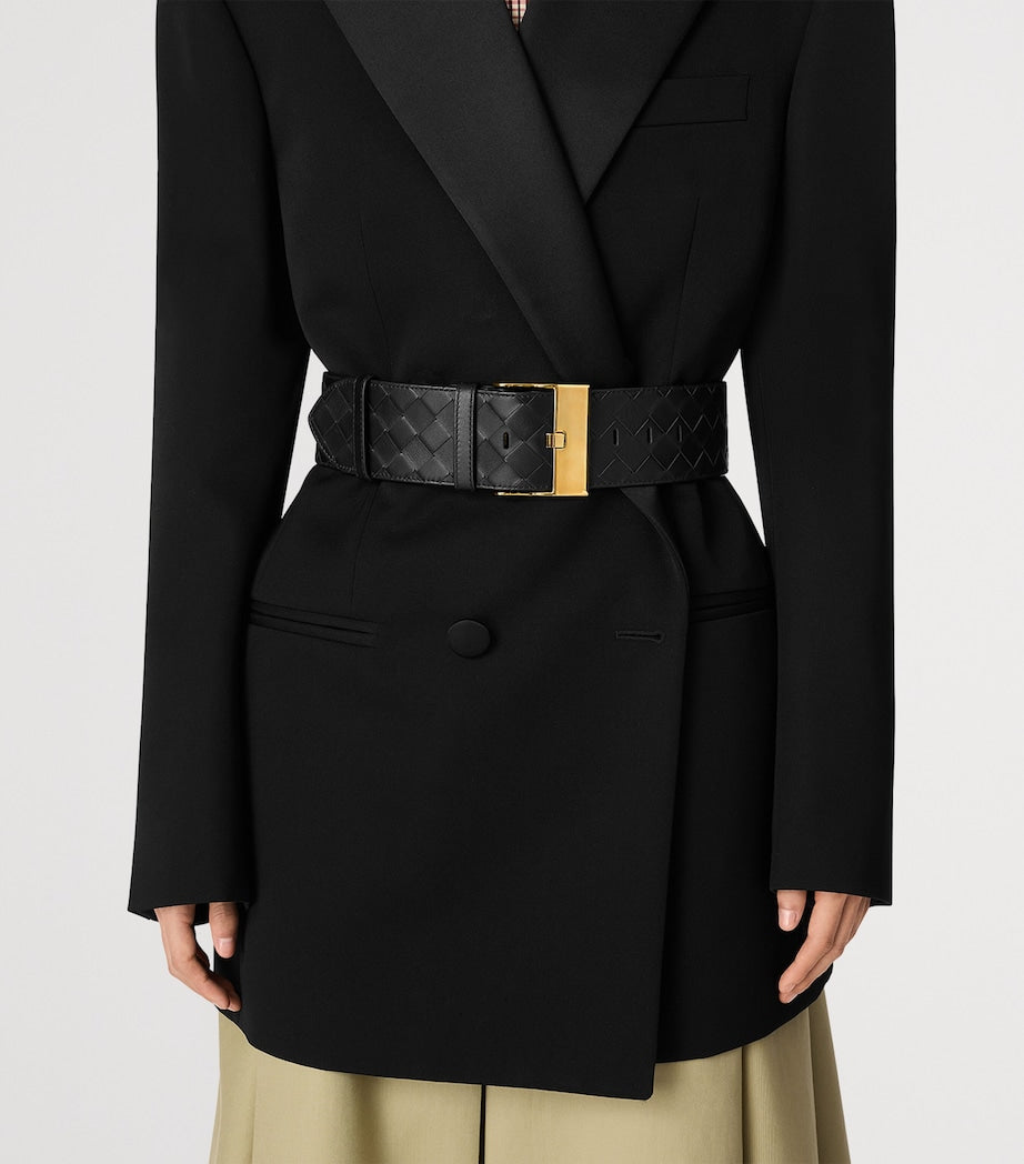 Bottega Veneta Black Large Calfskin Intrecciato Watch Belt