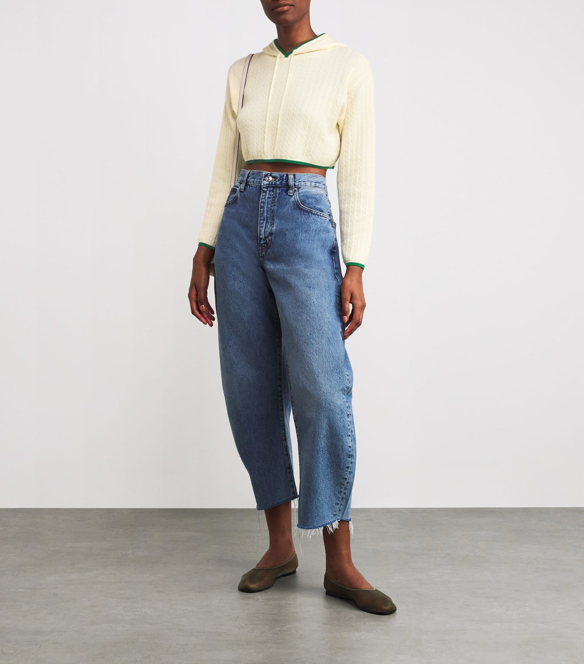 Multi Cashmere-Silk Cropped Hoodie