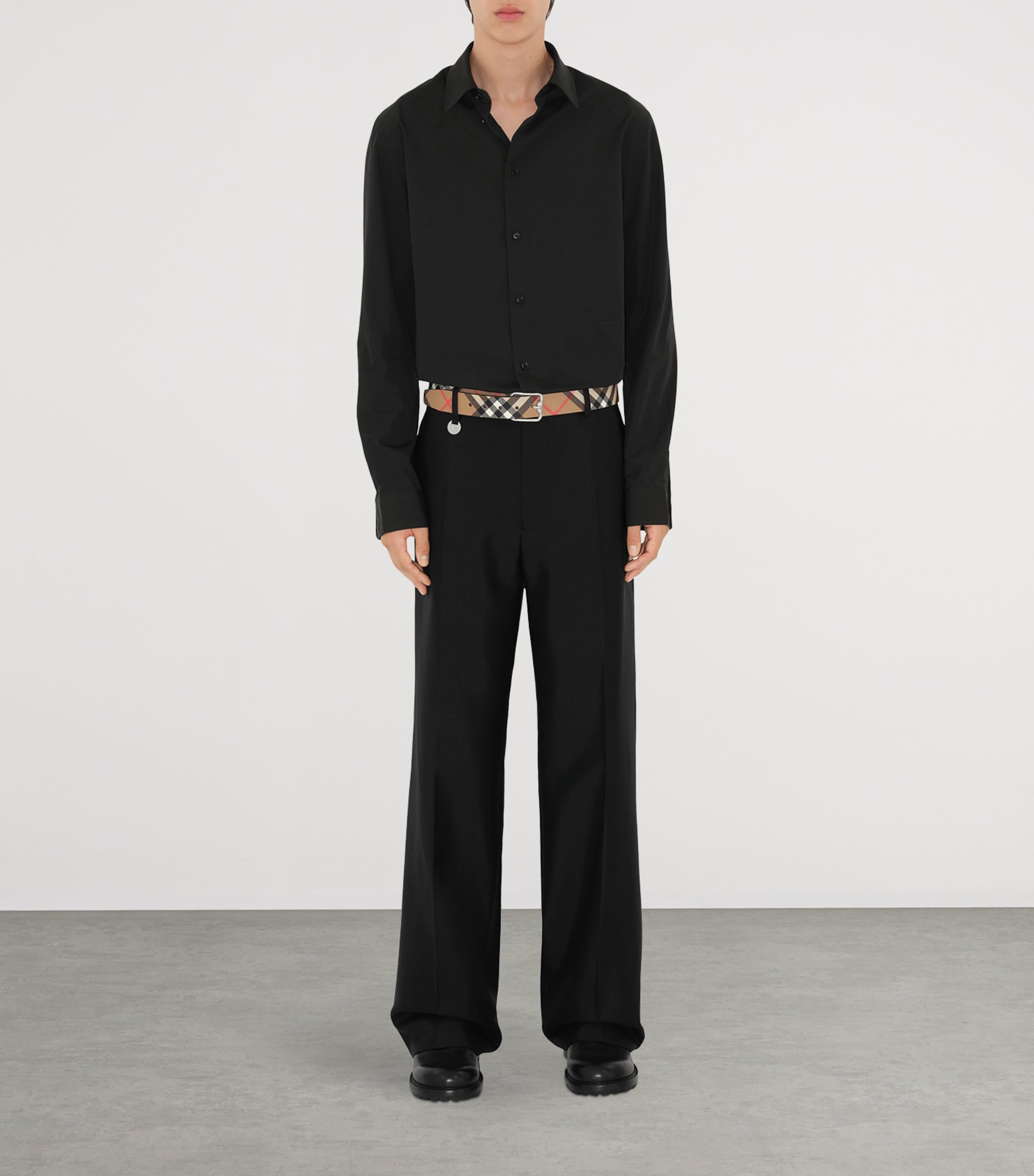 Burberry Leather Check Reversible B-Buckle Belt