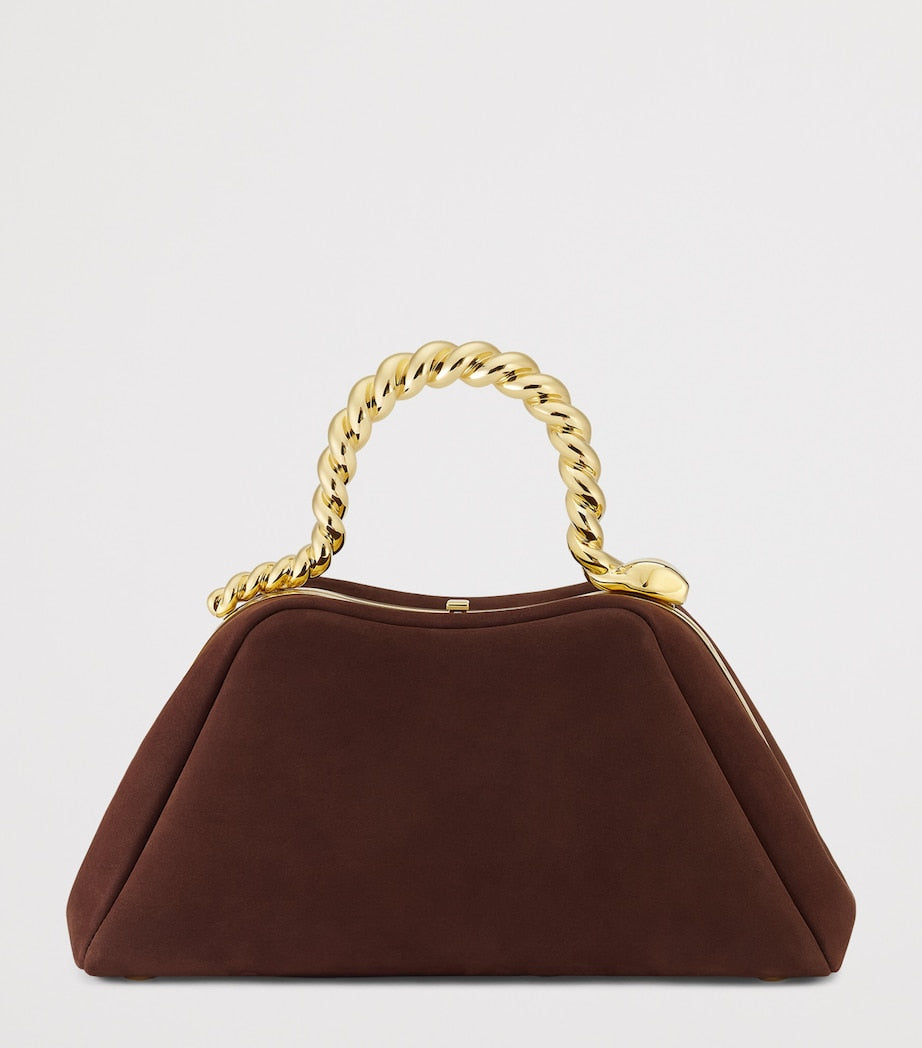 Brown x Geraldine Guyot Small Nubuck Leather Serpentine Top-Handle Bag