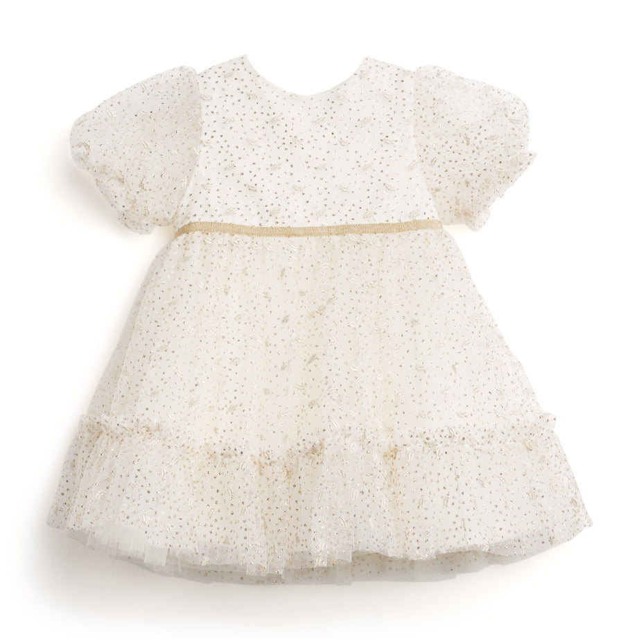Tartine et Chocolat Grey Tulle Embellished Dress (3 Months-4 Years)