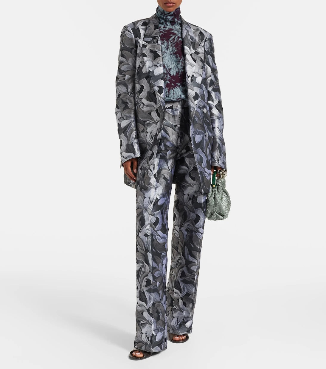 Dries Van Noten - Jacquard high-rise wool straight pants