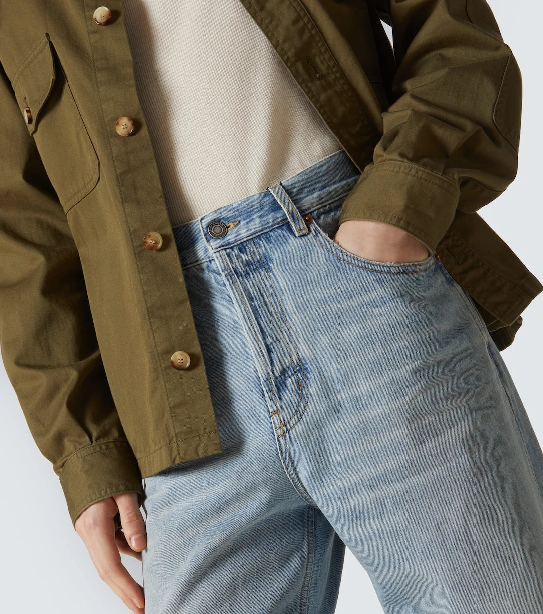 Saint Laurent - جينز مستقيم متوسط الارتفاع