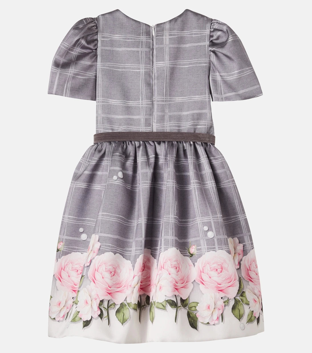 Monnalisa - Checked floral belted dress