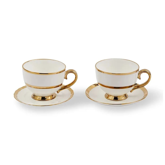 İki kişilik fincan ve tabak seti POLSPOTTEN Golden Finds 500 ml