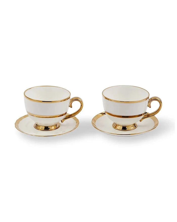 İki kişilik fincan ve tabak seti POLSPOTTEN Golden Finds 500 ml