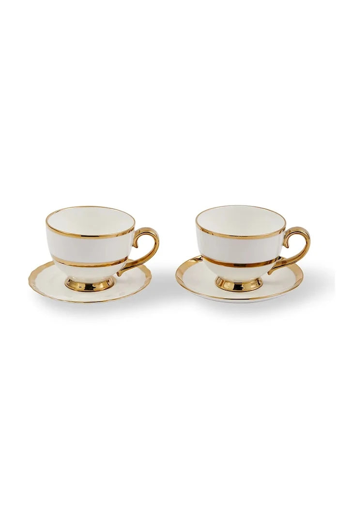 İki kişilik fincan ve tabak seti POLSPOTTEN Golden Finds 500 ml