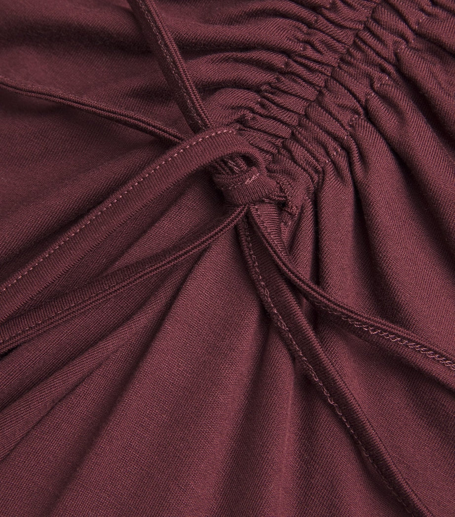 Max Mara Red Jersey Ruched Maxi Dress