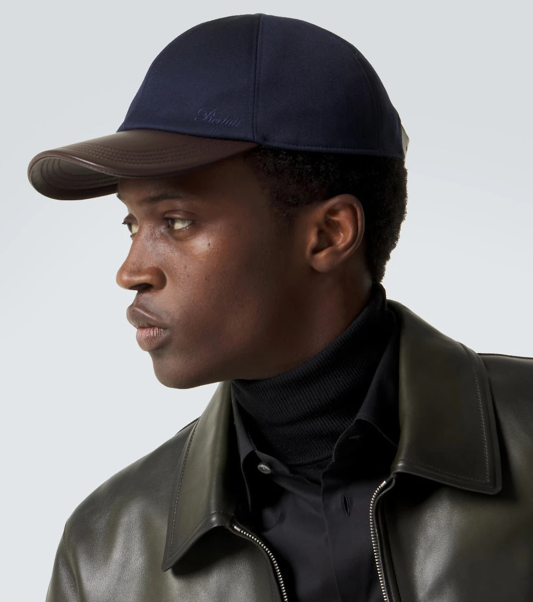 Berluti - Leather-trimmed wool baseball cap
