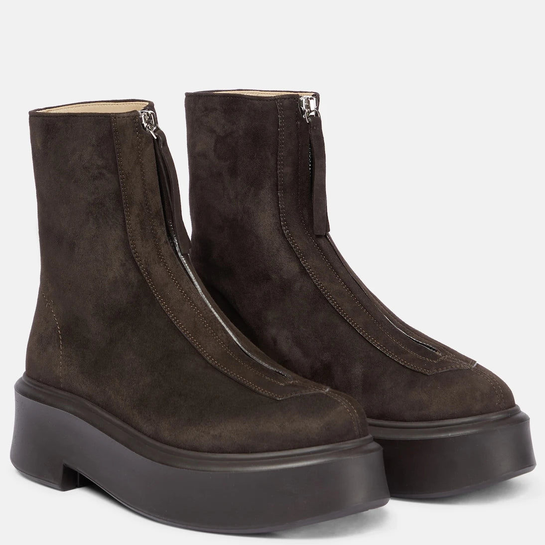 The Row - Zipped Boot 1 suede ankle boots