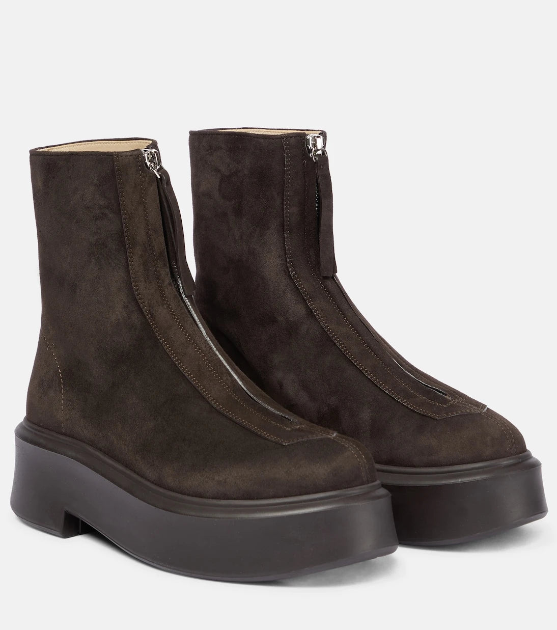 The Row - Zipped Boot 1 suede ankle boots