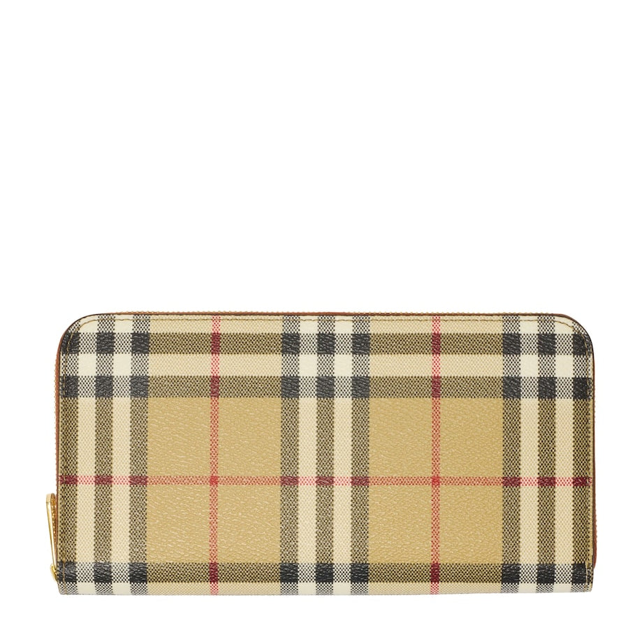 Brown Check Zip Wallet