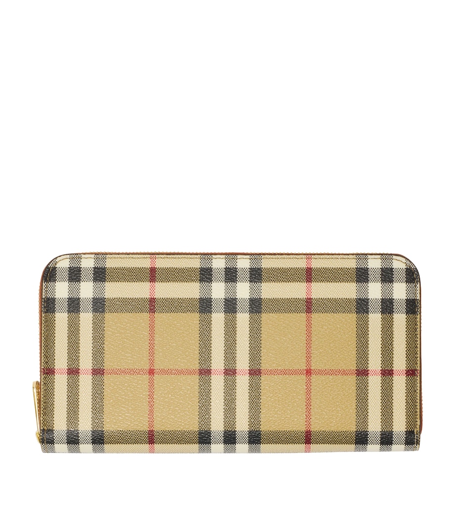 Brown Check Zip Wallet