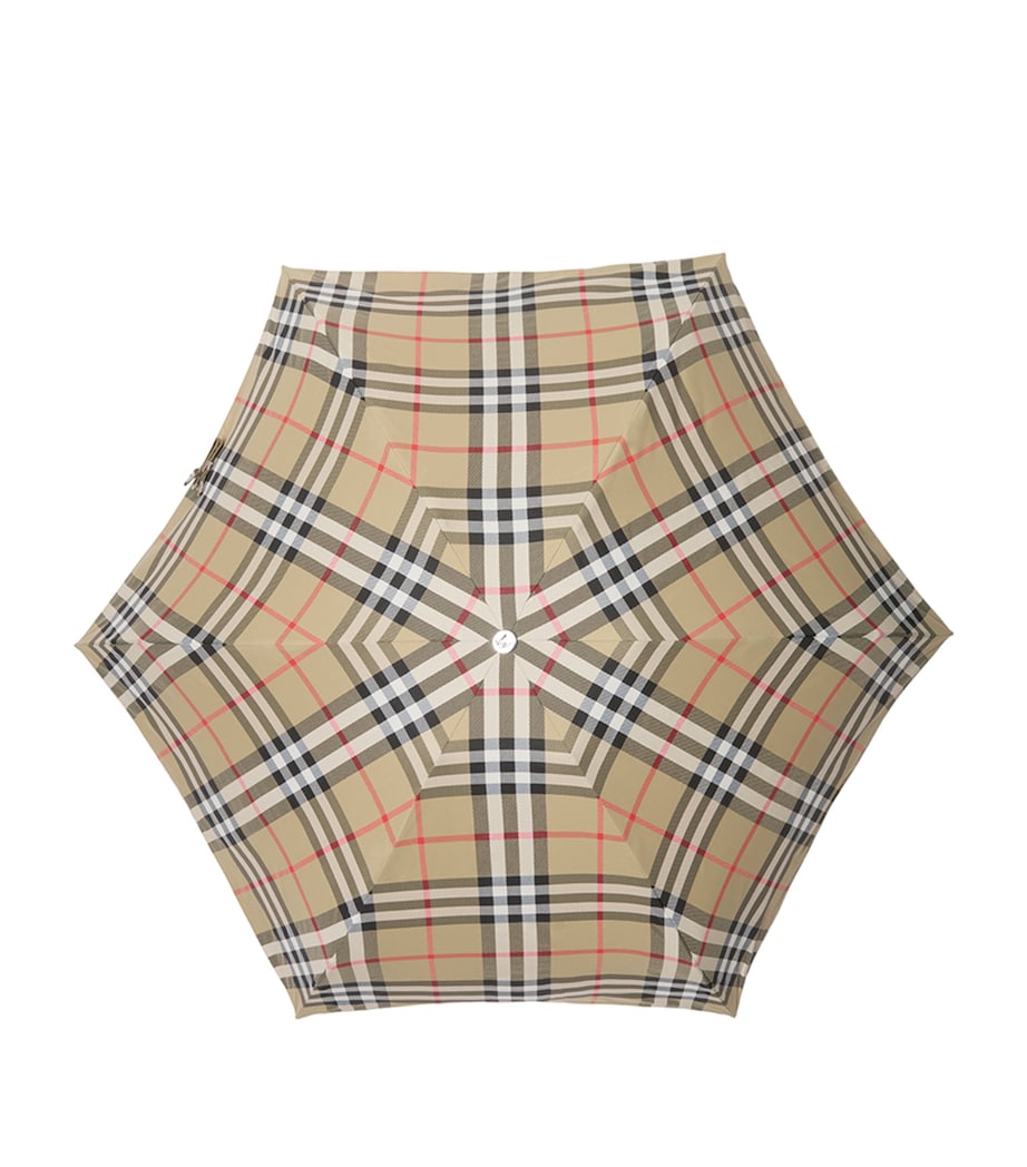 Maple Wood Nylon Check Folding Umbrella