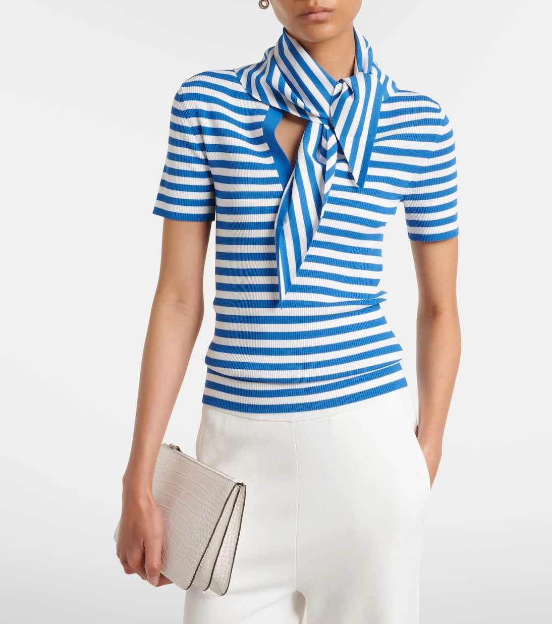 Max Mara - Striped scarf-detail knitted top