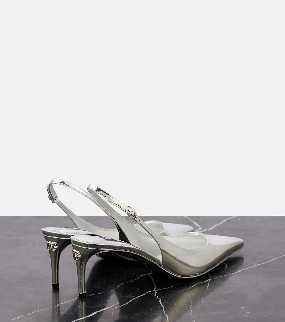 Dolce&Gabbana - Metallic leather slingback pumps