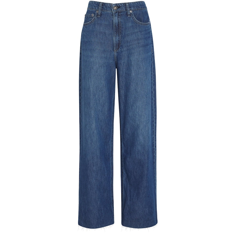 Rag & Bone Blue Featherweight Logan Mid-Rise Wide-Leg Jeans