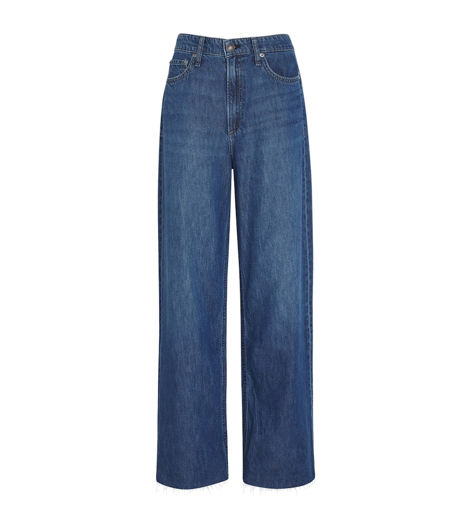 Rag & Bone Blue Featherweight Logan Mid-Rise Wide-Leg Jeans