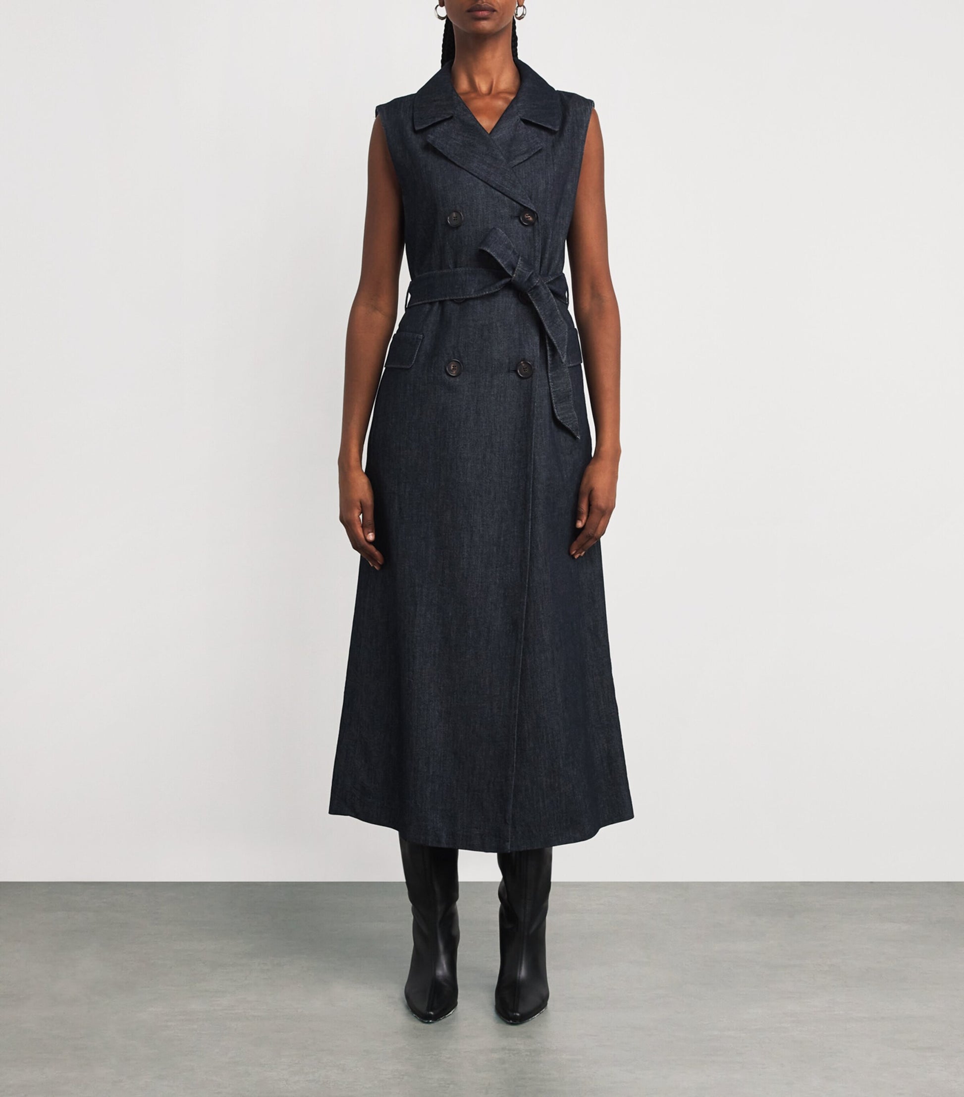 Denim Double-Breasted Midi Dress ULTRAMARINE