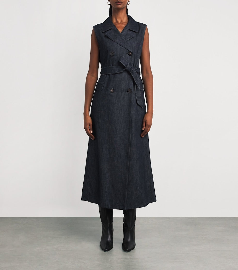 Denim Double-Breasted Midi Dress ULTRAMARINE