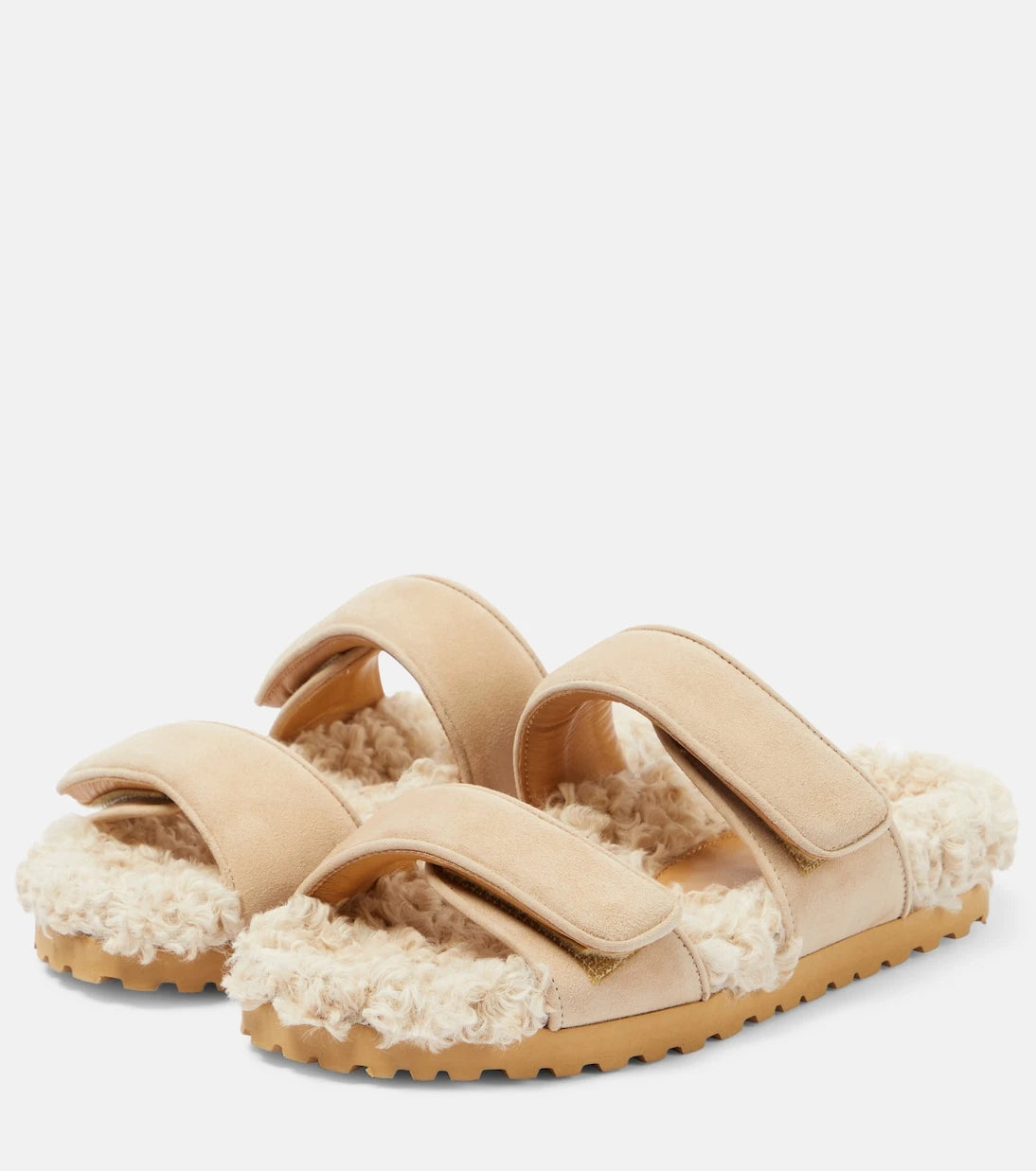 Gia Borghini - Alvine suede and shearling slides
