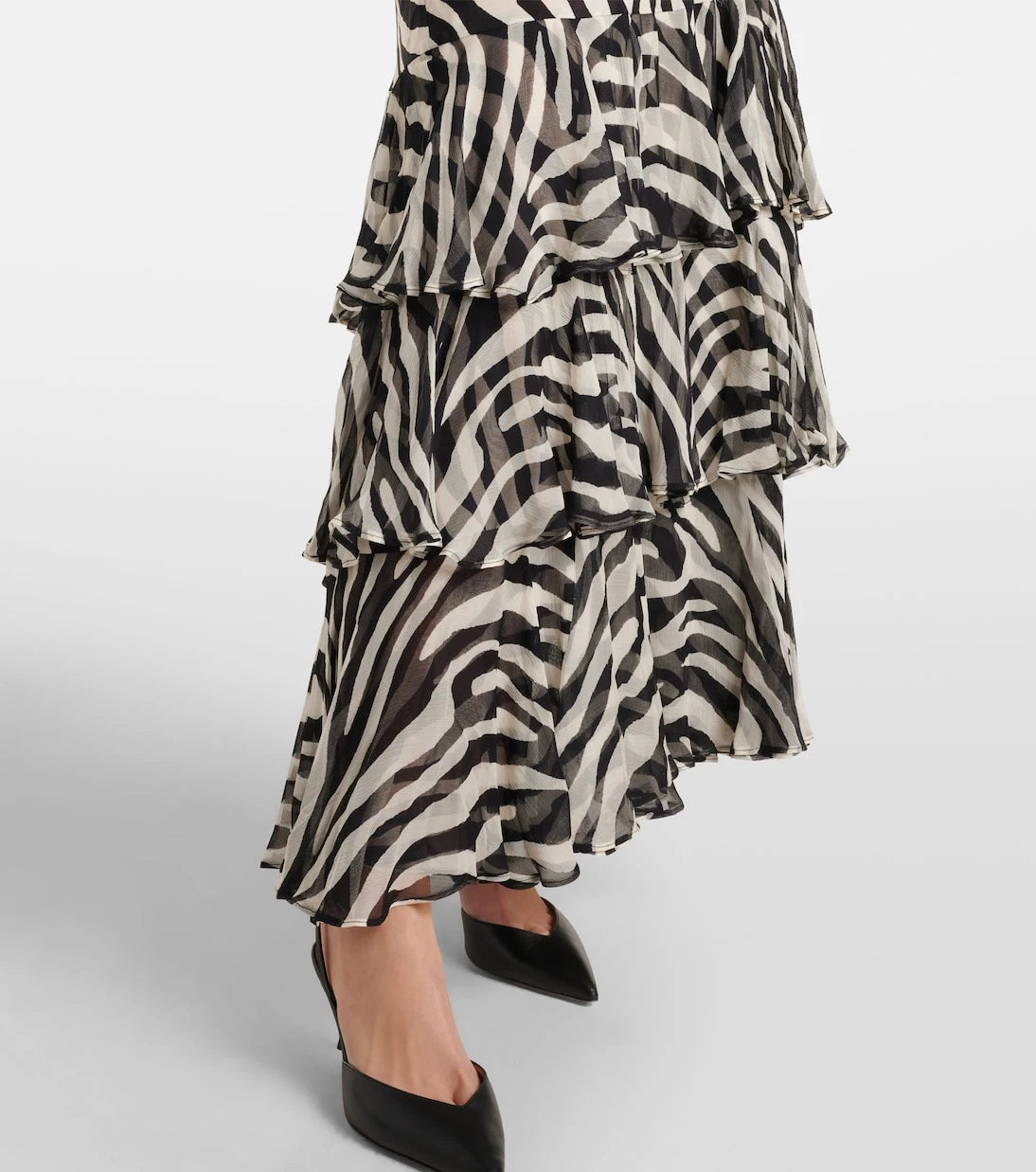 Rixo - Amelle zebra-print ruffled silk maxi dress