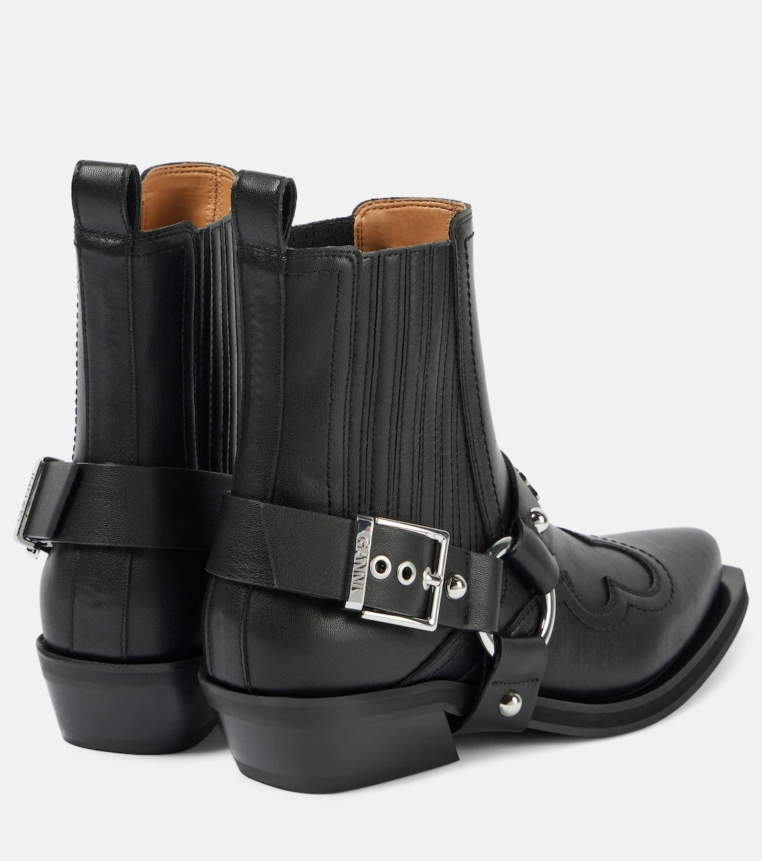 Ganni - Embroidered faux leather cowboy boots