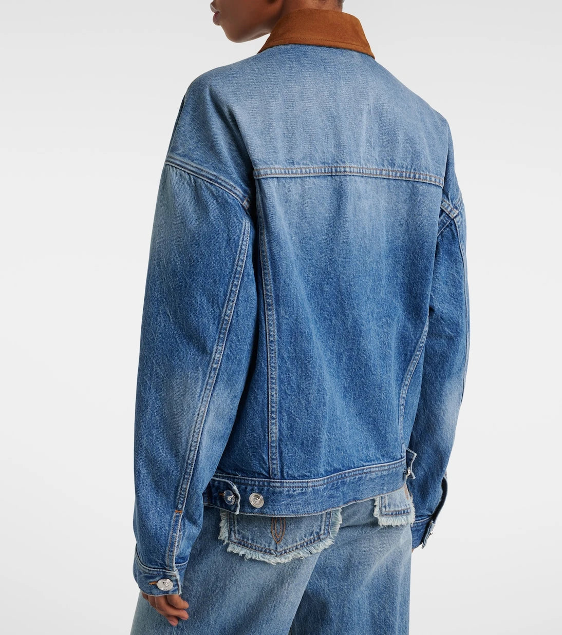 Versace - Trucker suede-trimmed denim jacket
