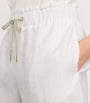 Eleventy White Linen Drawstring Shorts