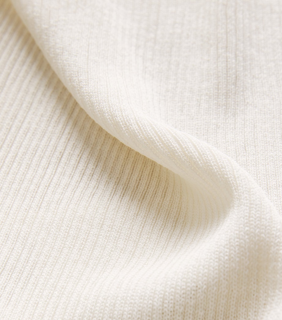 Max Mara White Cotton-Blend Ribbed Tank Top