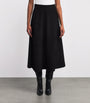Róhe Black Suede A-Line Midi Skirt