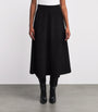 Róhe Black Suede A-Line Midi Skirt