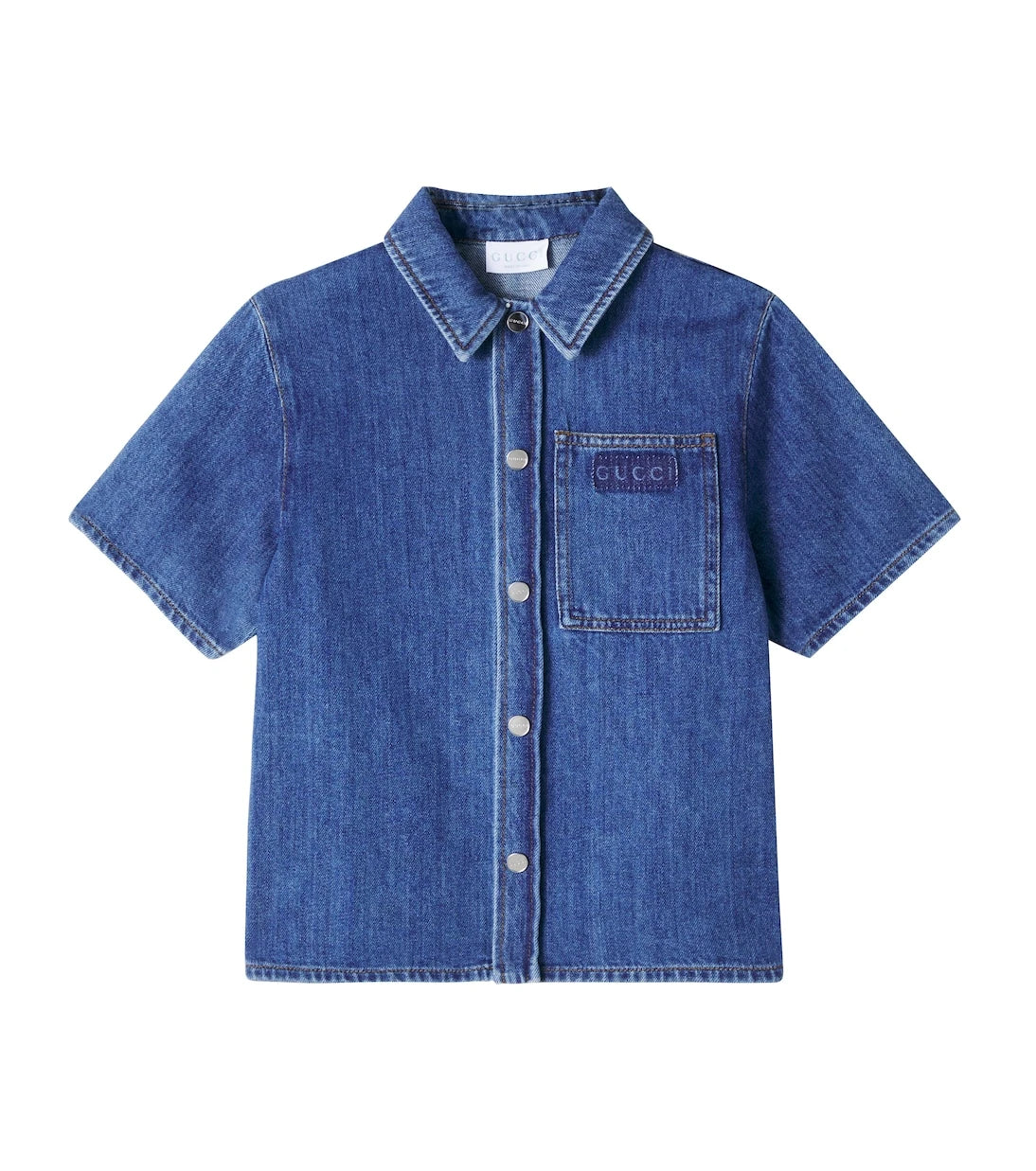 Gucci Kids - قميص جينز بشعار