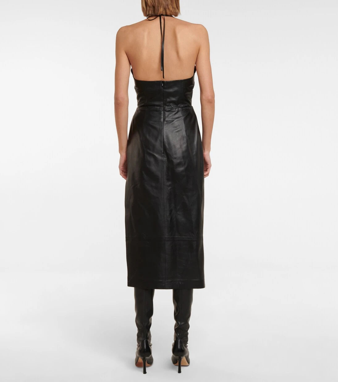 Zeynep Arçay - V-neck leather midi dress