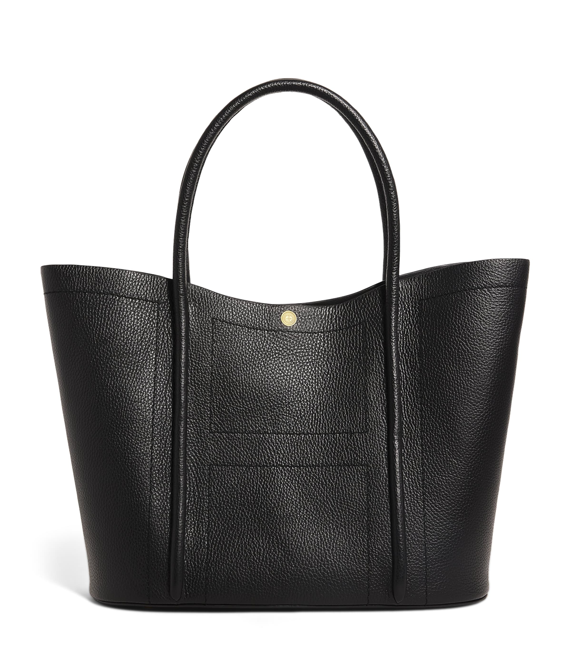 Harrods Black Large Leather Rope Tote Bag