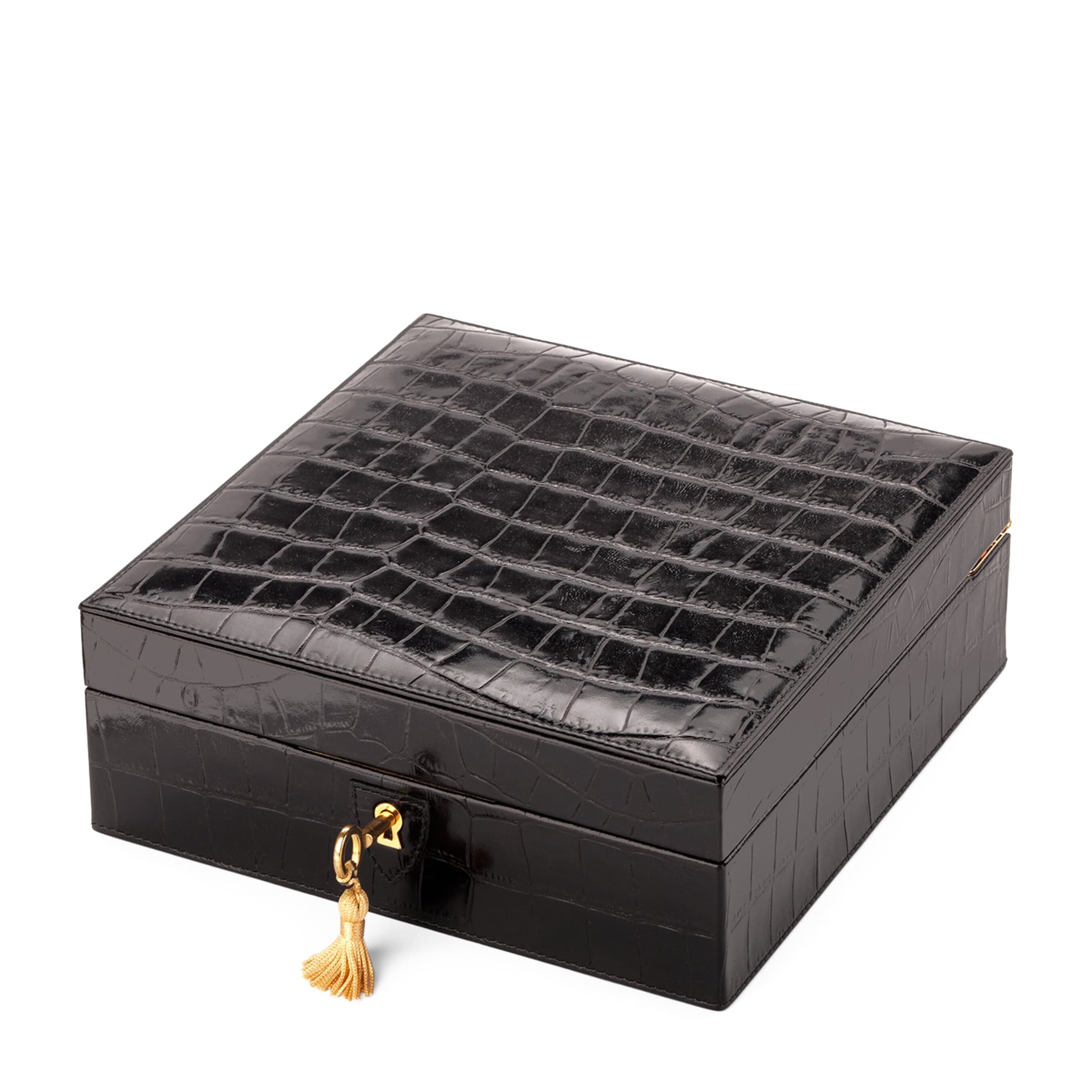 Croc-Embossed Leather Watch Roll