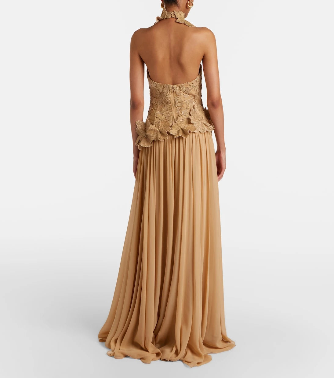 Elie Saab - Raffia-trimmed silk-blend tulle gown