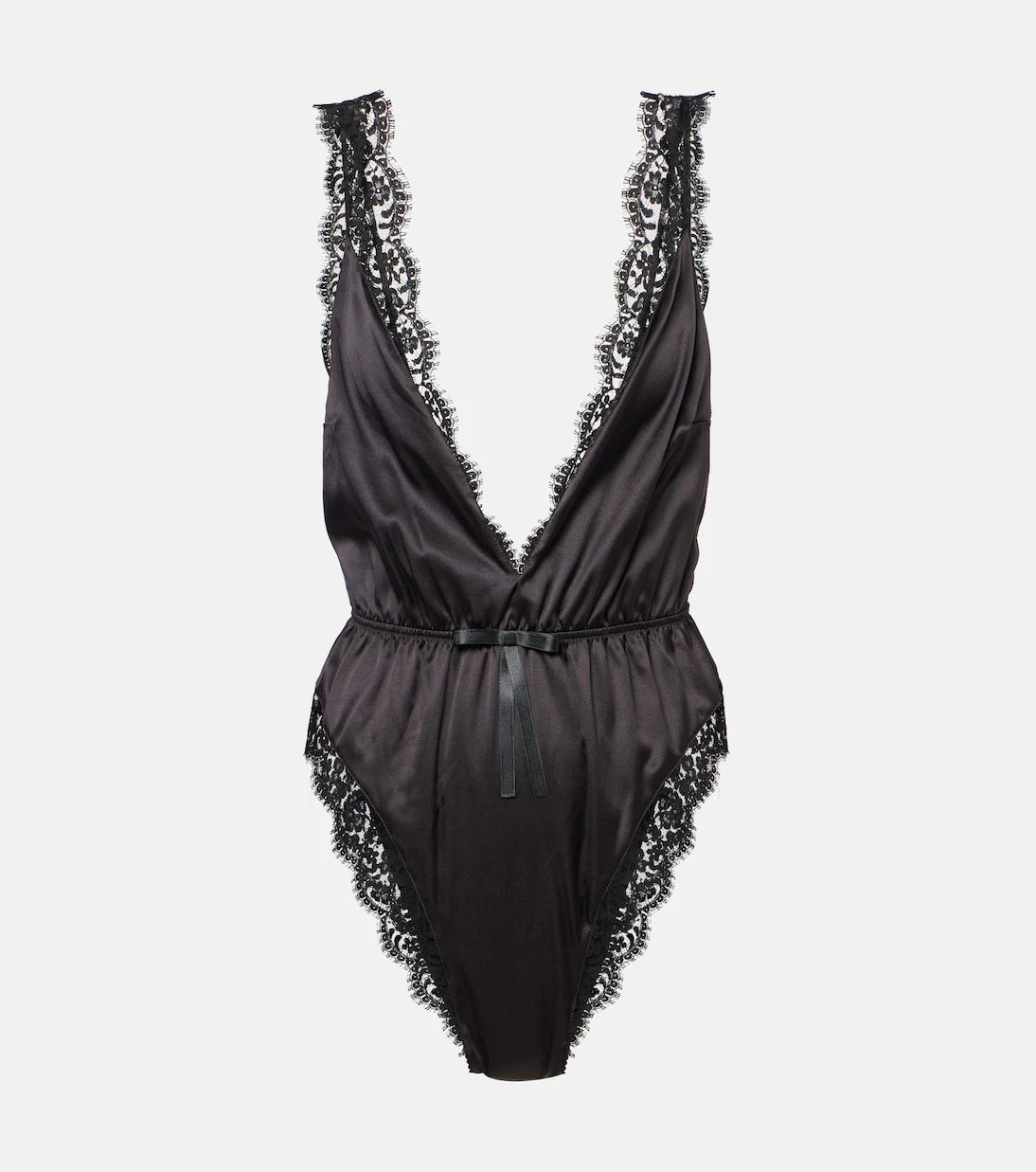 Dolce&Gabbana - Lace-trimmed silk-blend satin bodysuit