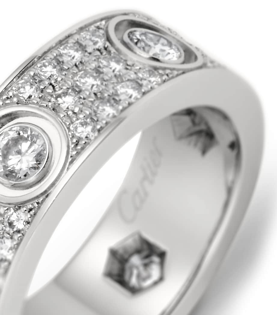 White Gold and Diamond LOVE Ring
