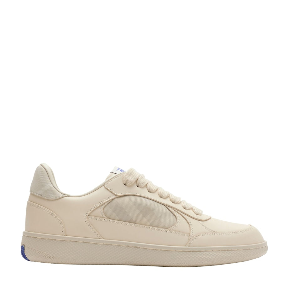 Burberry White Leather Check Print Terrace Sneakers