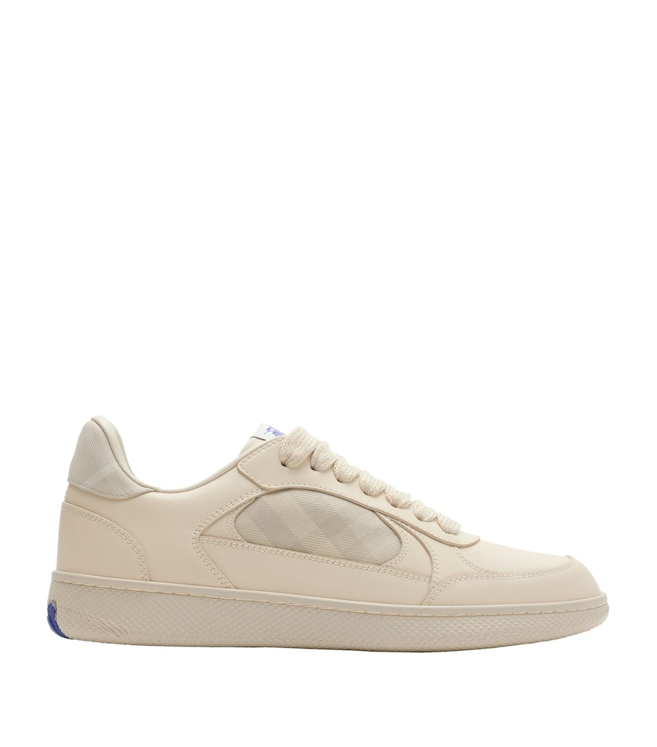 Burberry White Leather Check Print Terrace Sneakers