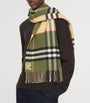 Green Cashmere Contrast Check Scarf