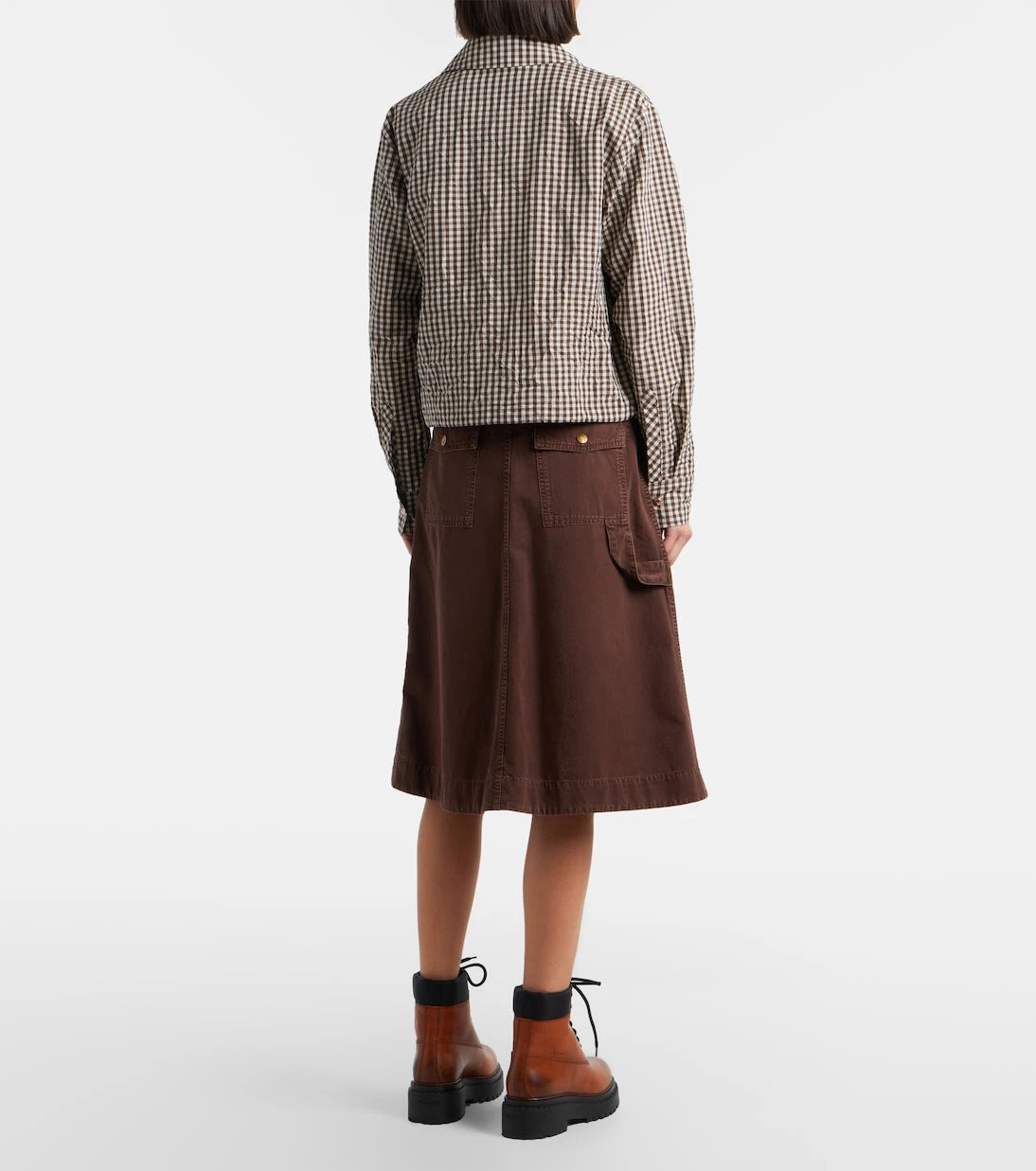 Moncler - Belted denim midi skirt