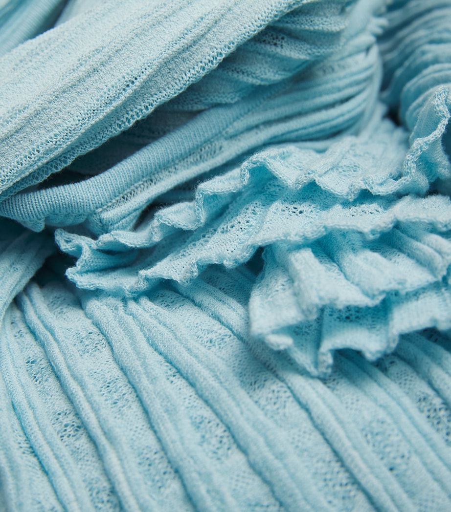 VALENTI Blue Textured Knitted Mini Dress