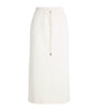 MAX&Co. White Cotton-Blend Jersey and Canvas Midi Skirt