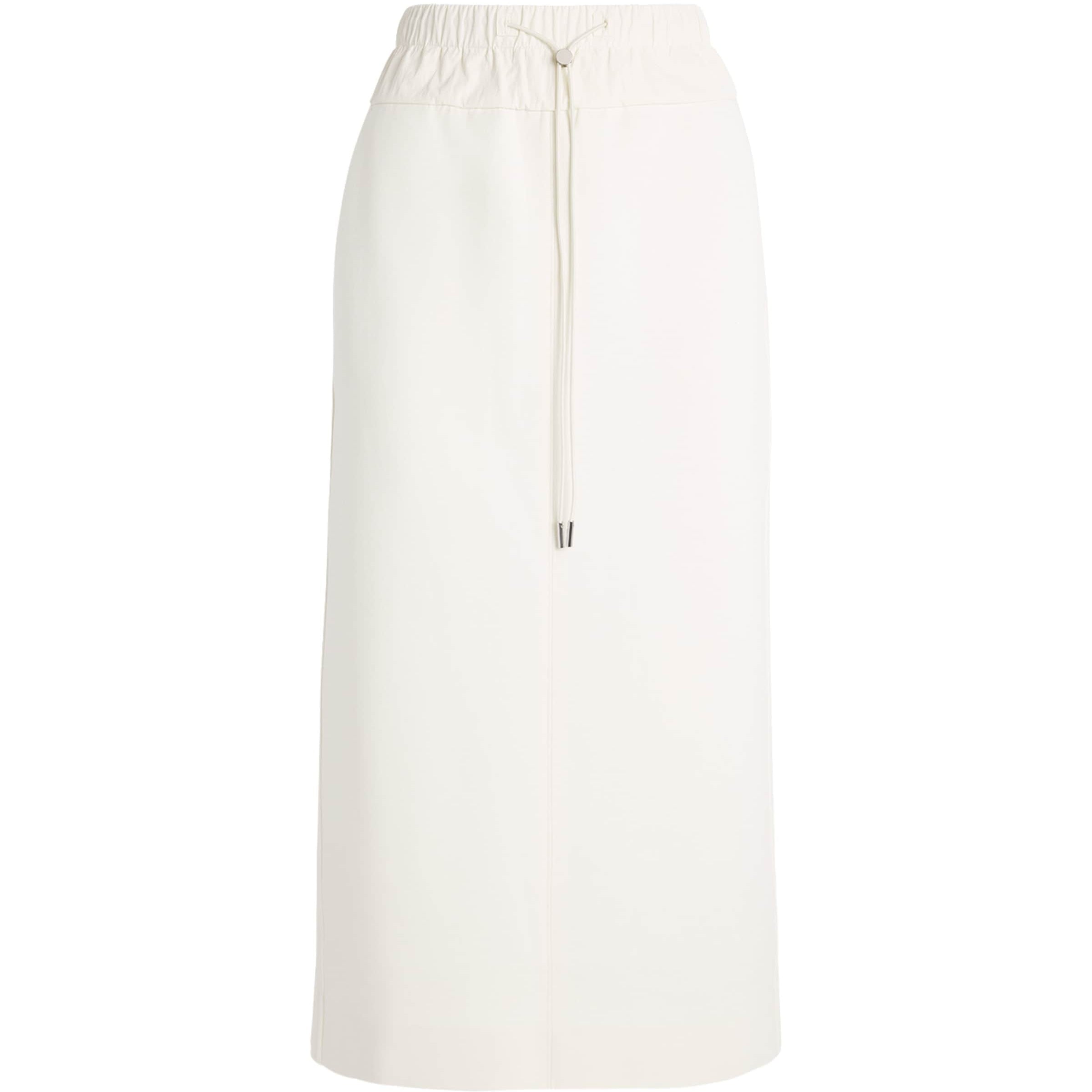 MAX&Co. White Cotton-Blend Jersey and Canvas Midi Skirt